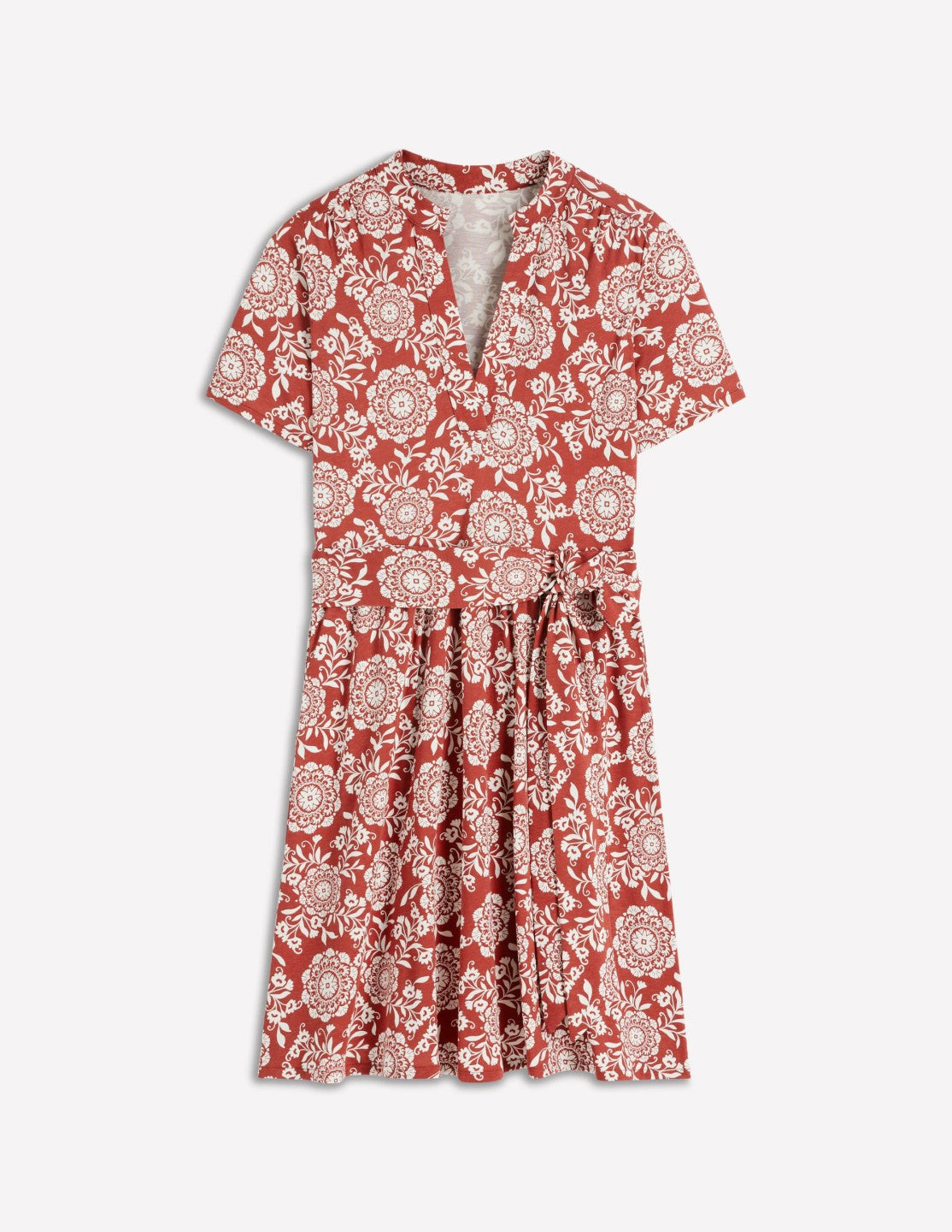 Daisy Flippy Jersey Dress-Brown, Decorative Blossom / Boden Online