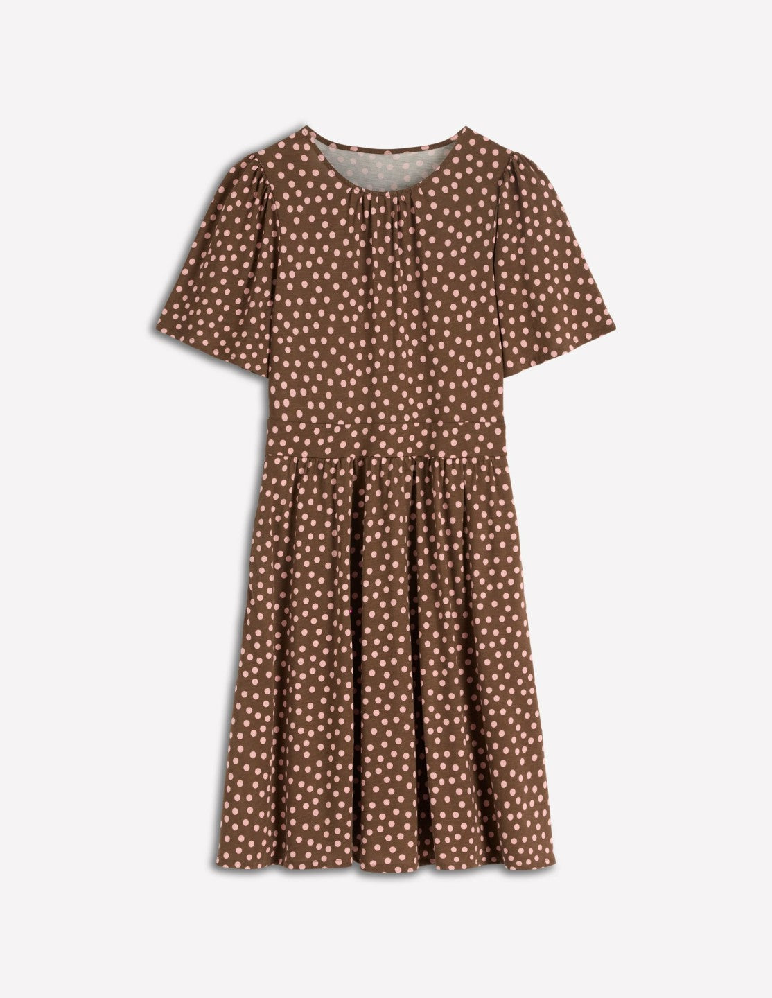 Louisa Short Jersey Dress-Raw Umber, Painted Dot / Boden Outlet