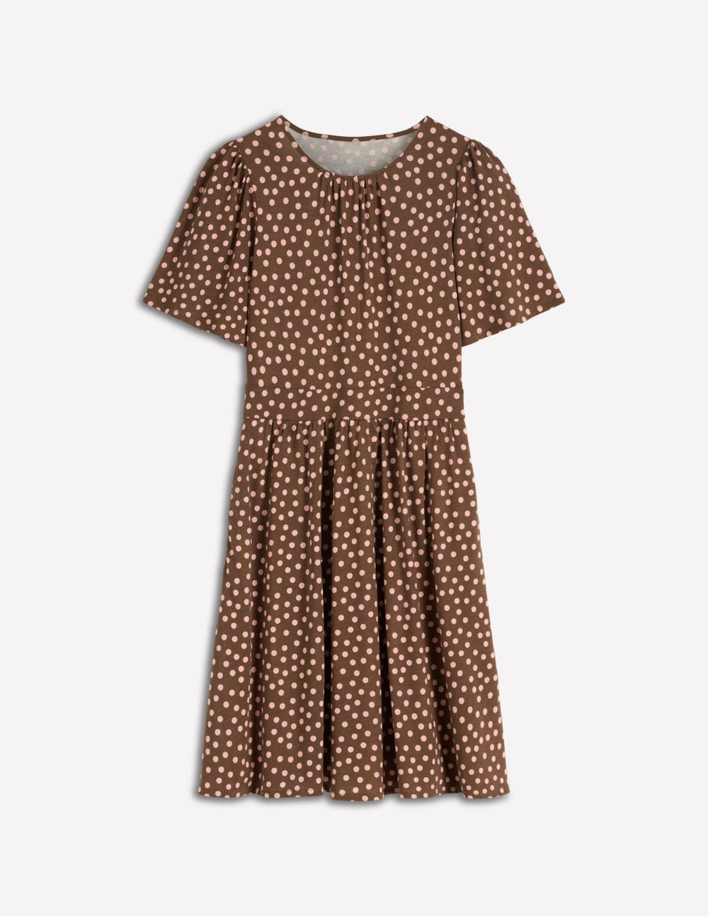 Louisa Short Jersey Dress-Raw Umber, Painted Dot / Boden Outlet