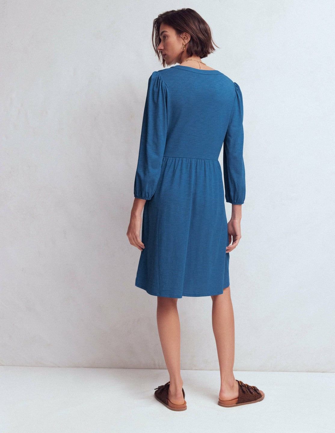 Cathy Notch Neck Jersey Dress-Tourmaline Blue / Boden Discount