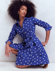 Alexa Long Sleeve Short Dress-Bright Blue, Painted Dot / Boden On sale