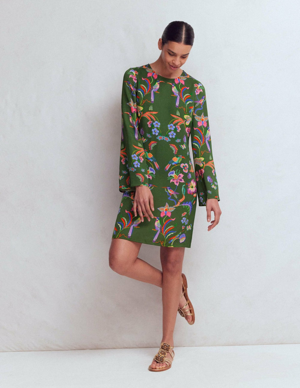 Flared Sleeve Shift Dress-Multi, Orchid Canopy / Boden