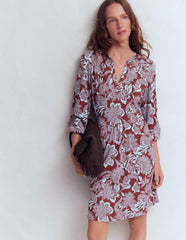 Cathy Notch Neck Jersey Dress-Roasted Brown, Elegant Blossom / Boden Sale