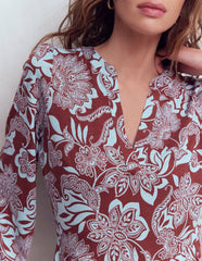 Cathy Notch Neck Jersey Dress-Roasted Brown, Elegant Blossom / Boden Sale