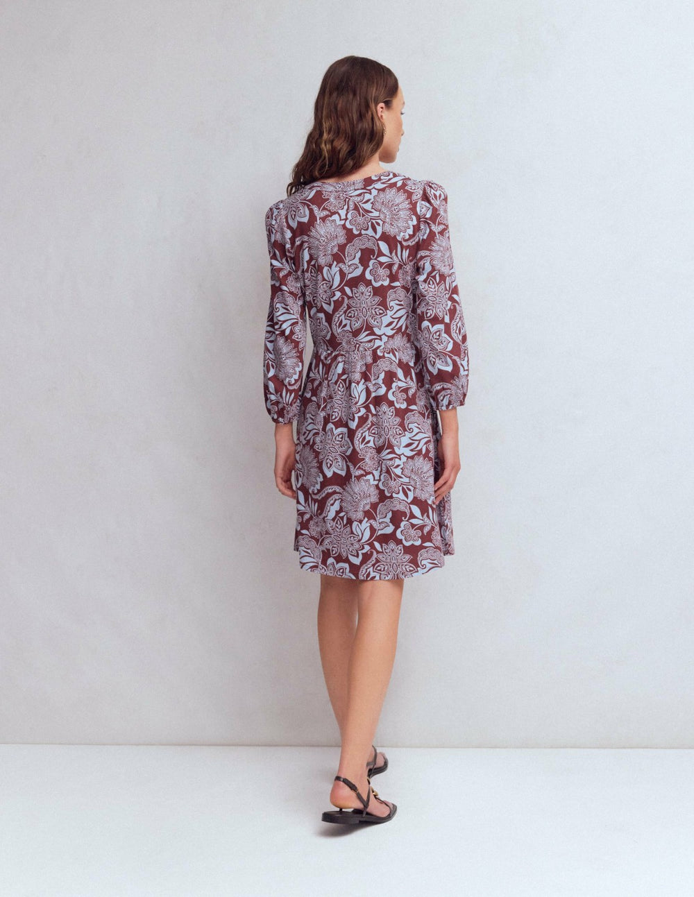 Cathy Notch Neck Jersey Dress-Roasted Brown, Elegant Blossom / Boden Sale