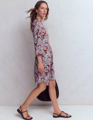 Cathy Notch Neck Jersey Dress-Roasted Brown, Elegant Blossom / Boden Sale