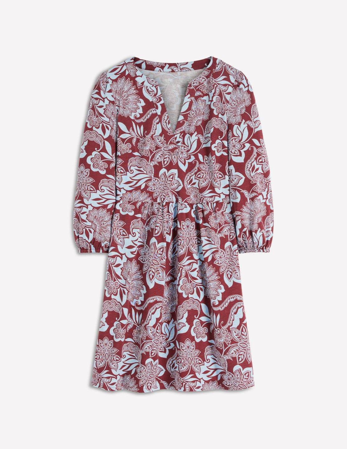 Cathy Notch Neck Jersey Dress-Roasted Brown, Elegant Blossom / Boden Sale