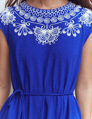 Embroidered Jersey Short Dress-Bright Blue / Boden Online