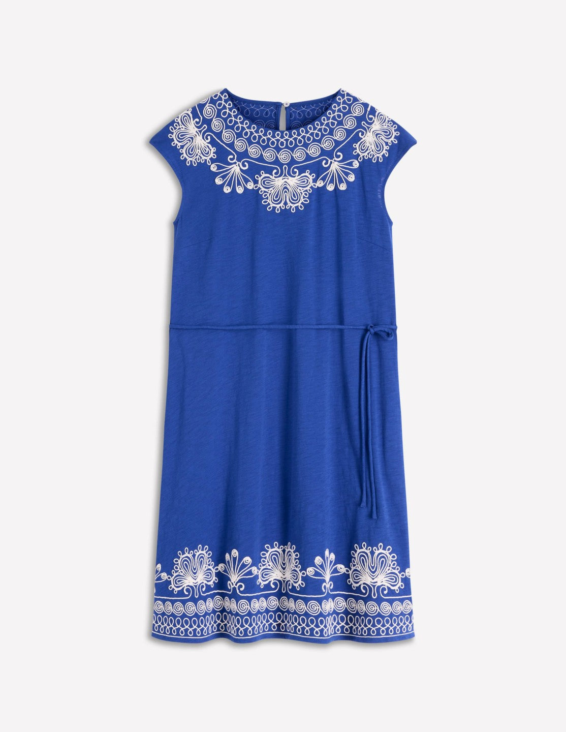 Embroidered Jersey Short Dress-Bright Blue / Boden Online