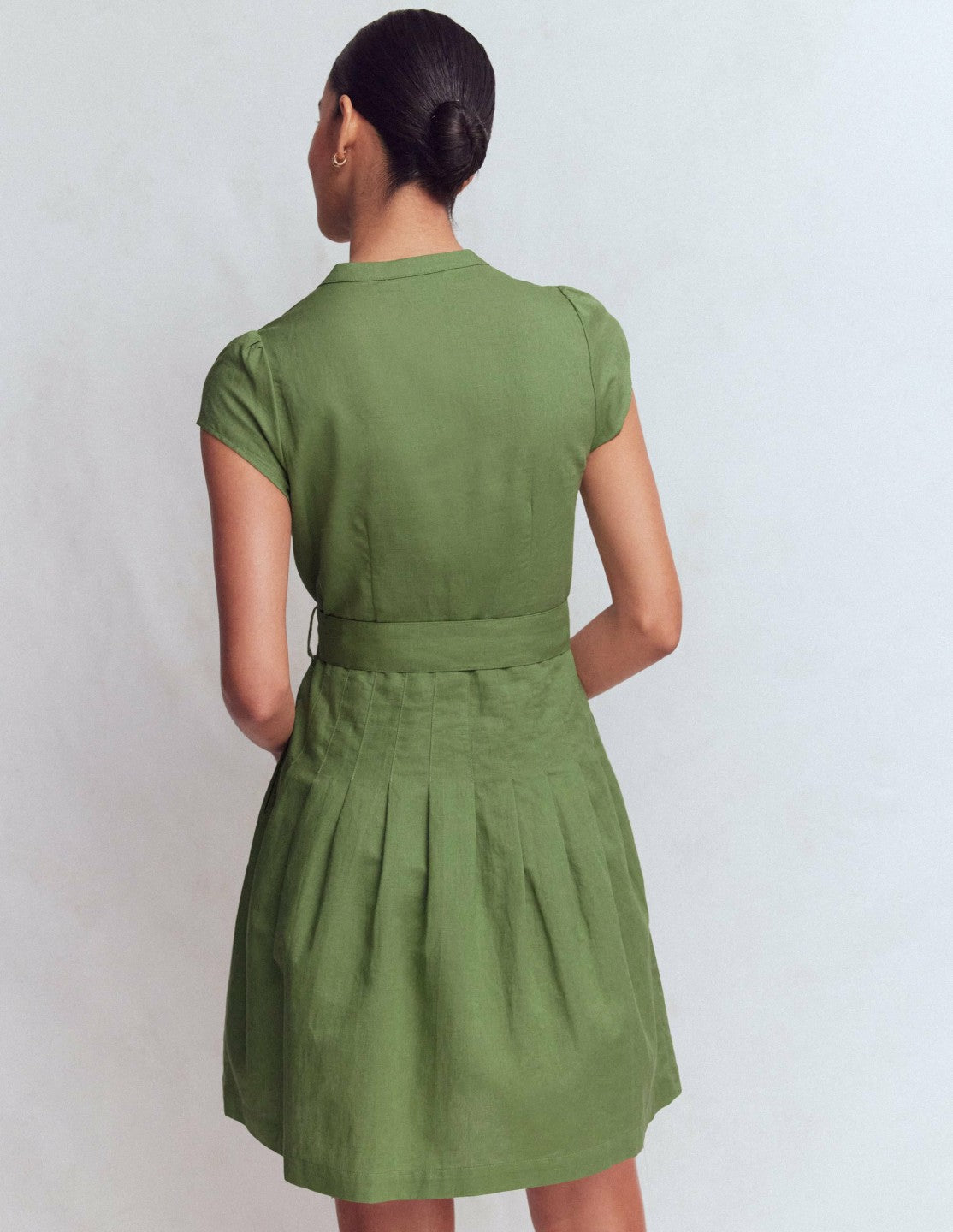 Arabella Short Linen Dress-Safari Green / Boden Discount