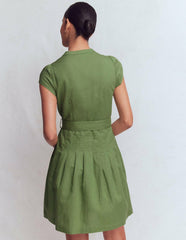 Arabella Short Linen Dress-Safari Green / Boden Discount