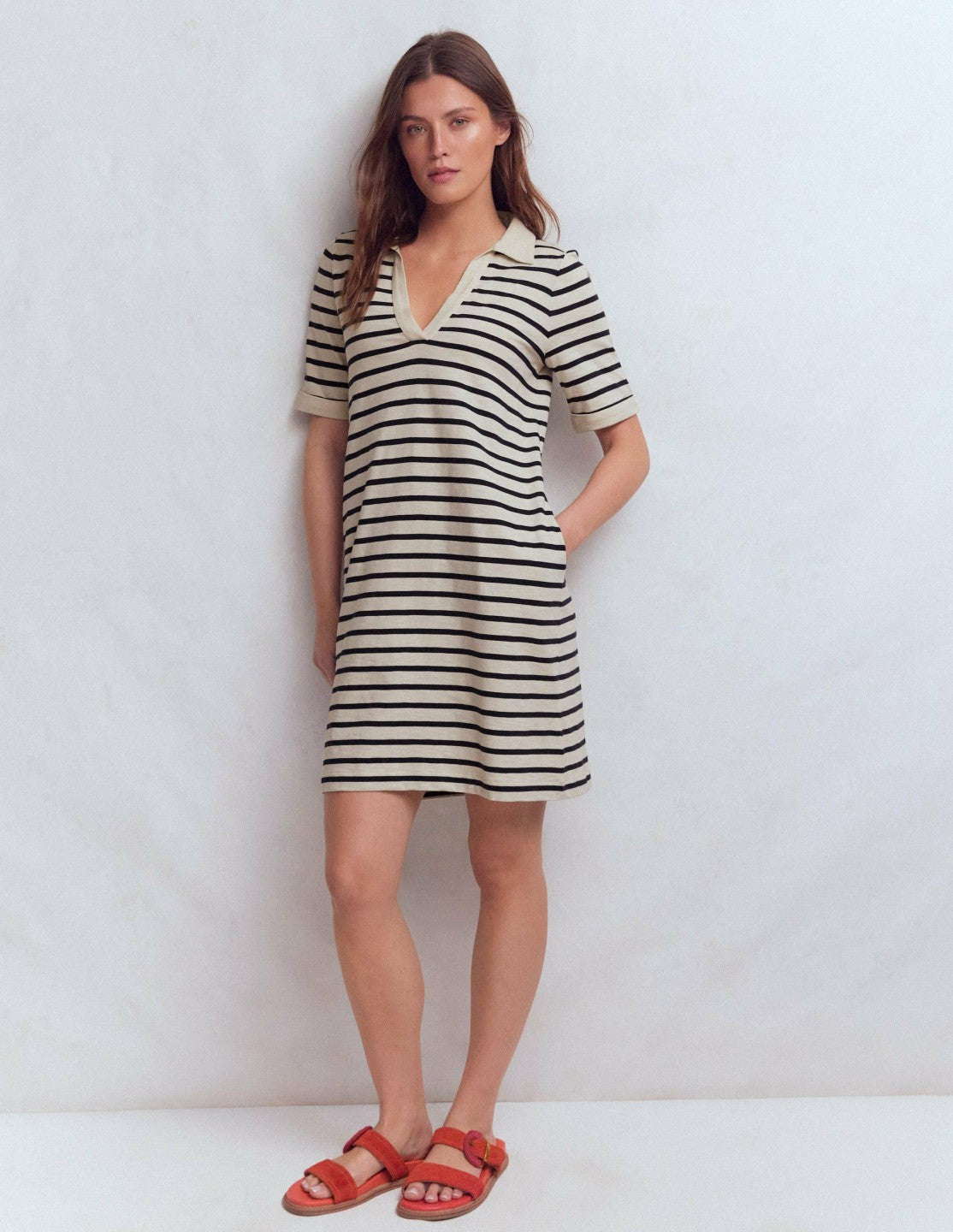 Tilda Jersey T-shirt Dress-Navy and Ivory Stripe / Boden On sale