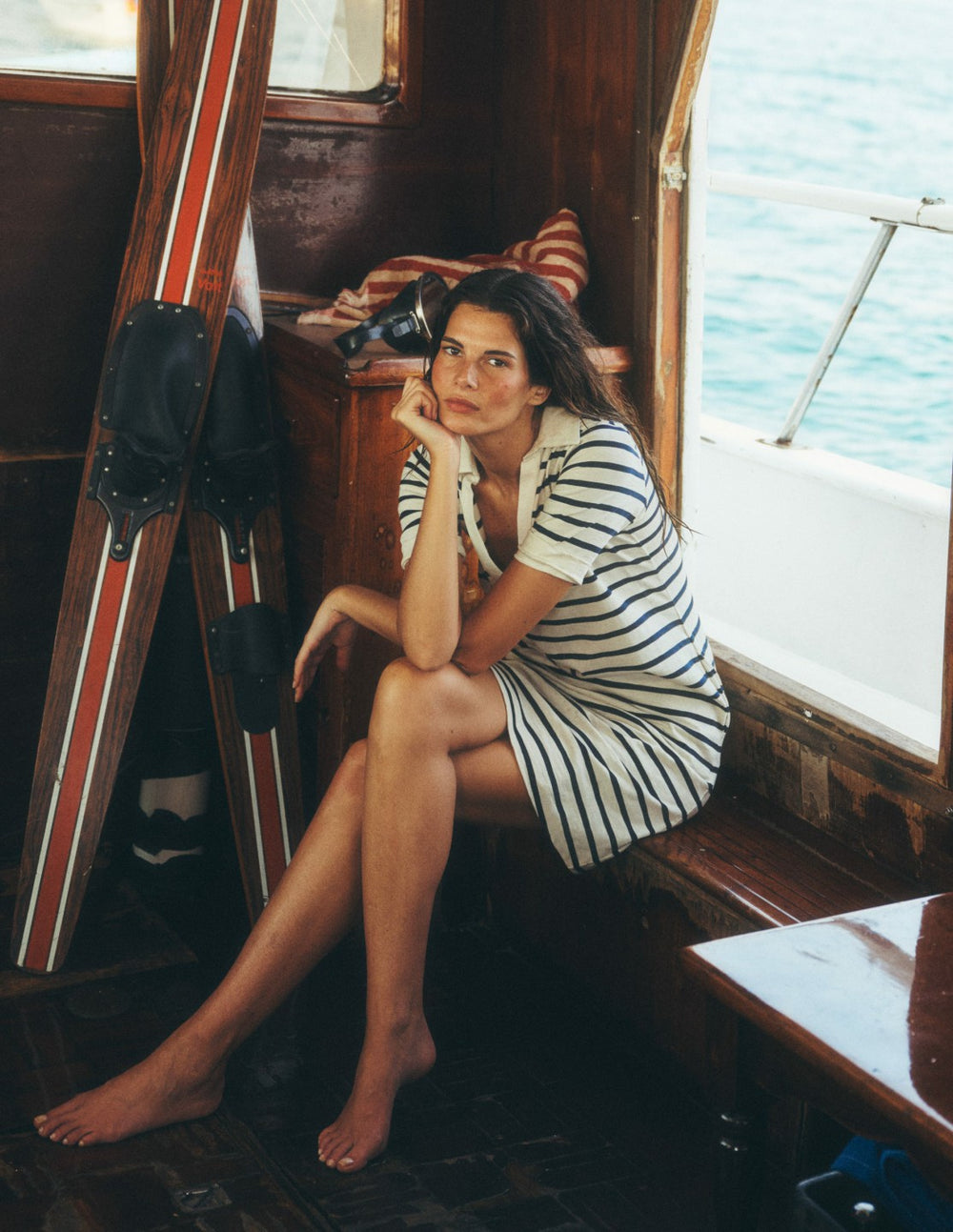 Tilda Jersey T-shirt Dress-Navy and Ivory Stripe / Boden On sale