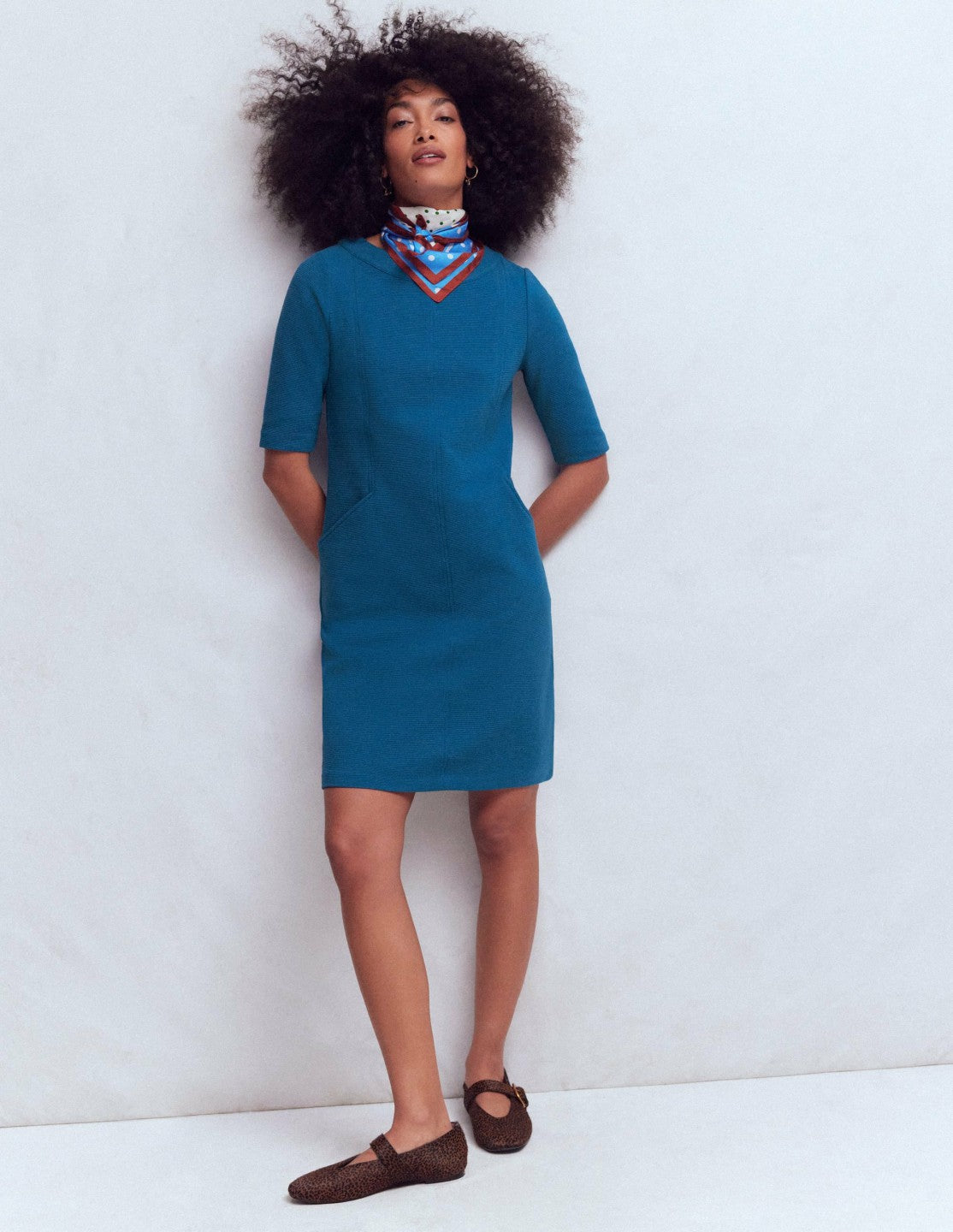 Nessa Ottoman Shift Dress-Tourmaline Blue / Boden us