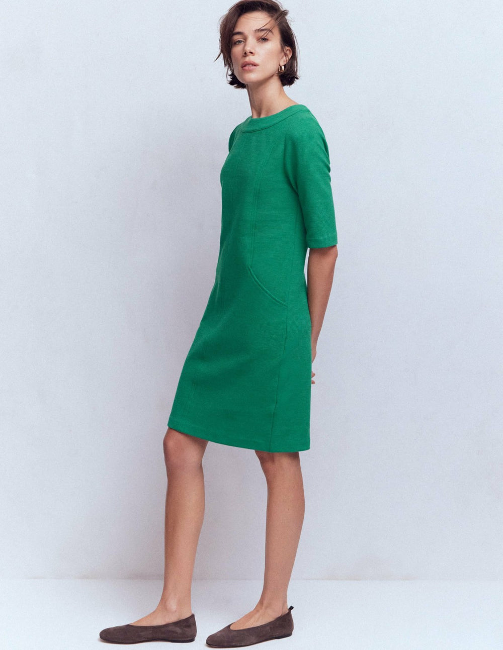 Nessa Ottoman Shift Dress-Jewel Green / Boden Outlet