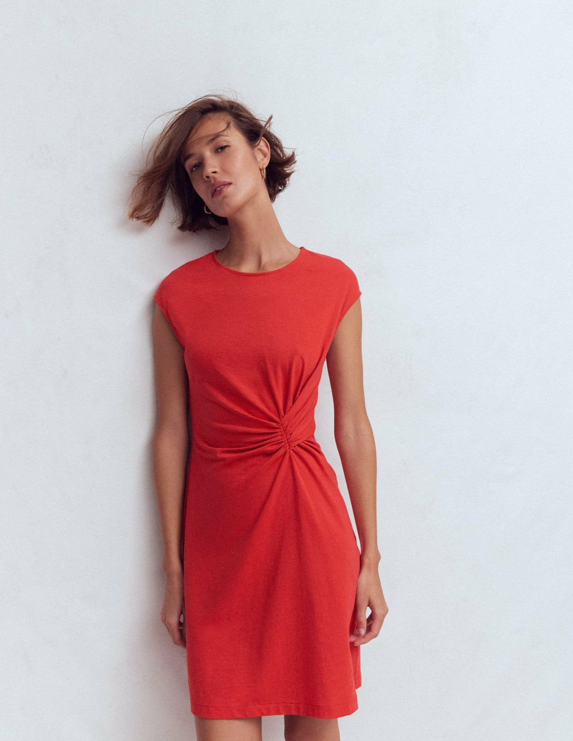 Delilah Twist Short Dress-Red Coral / Boden Sale