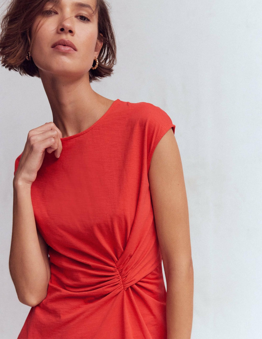 Delilah Twist Short Dress-Red Coral / Boden Sale
