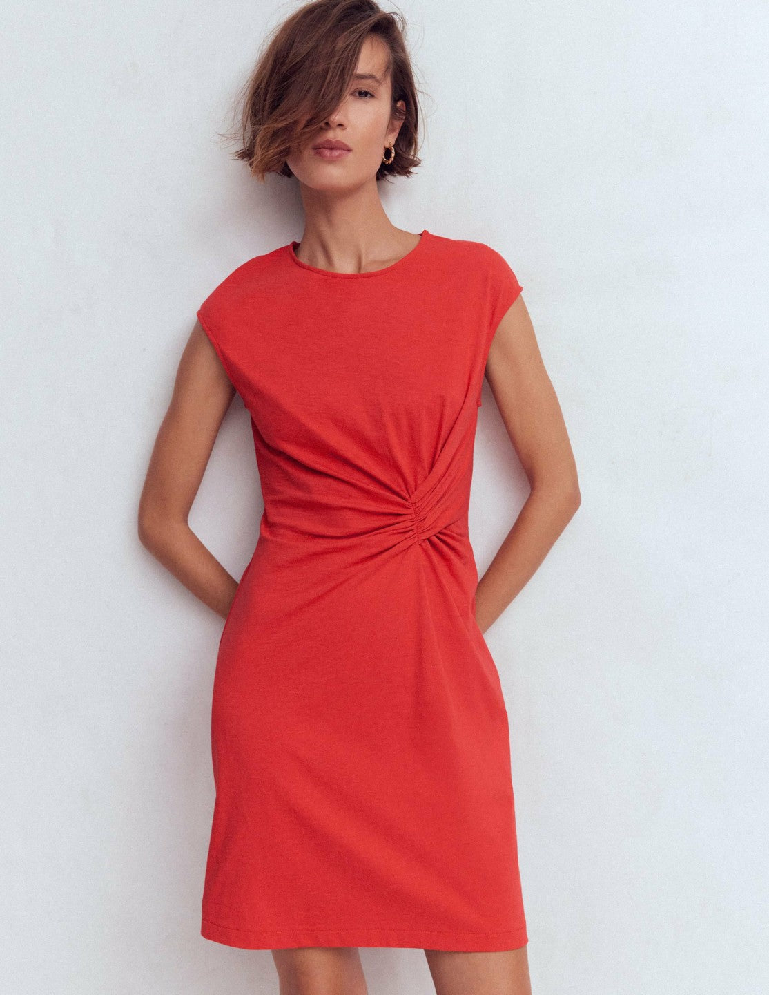Delilah Twist Short Dress-Red Coral / Boden Sale