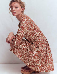 Alexa Long Sleeve Short Dress-Brown, Meadow Scatter / Boden Online