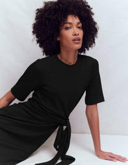 Zinnia Tie Jersey Short Dress-Black / Boden Outlet