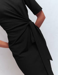 Zinnia Tie Jersey Short Dress-Black / Boden Outlet