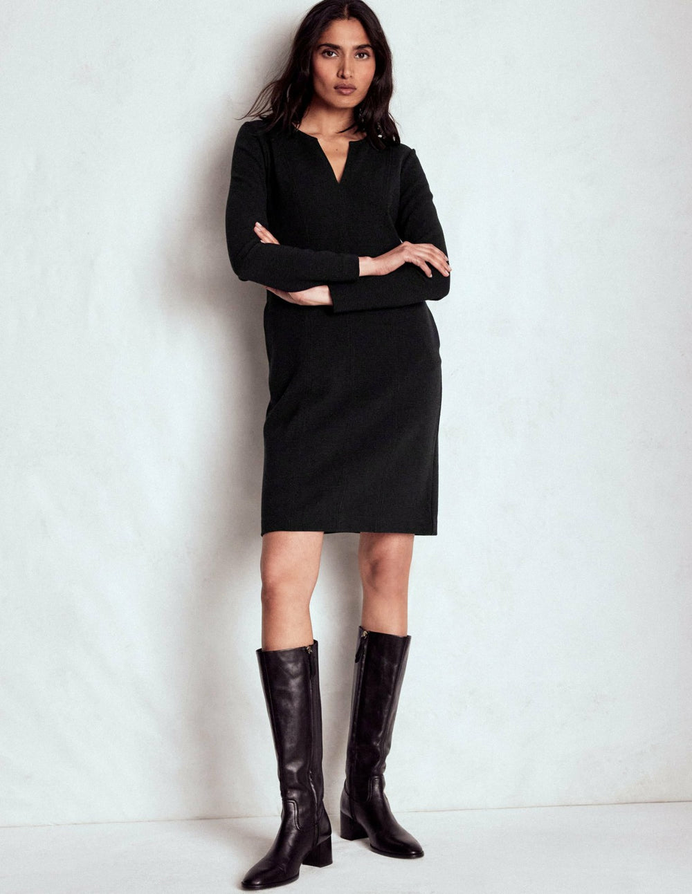 Colette Ottoman Shift Dress-Black / Boden