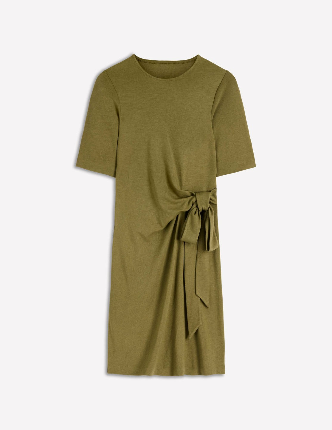 Zinnia Tie Jersey Short Dress-Olive / Boden Online