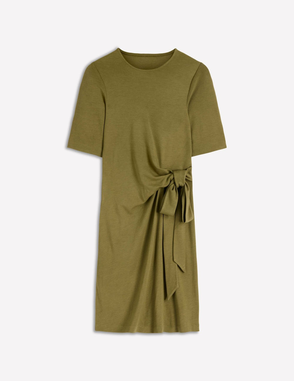 Zinnia Tie Jersey Short Dress-Olive / Boden Online