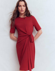Zinnia Tie Jersey Short Dress-Rich Chestnut / Boden Outlet