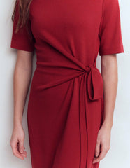 Zinnia Tie Jersey Short Dress-Rich Chestnut / Boden Outlet
