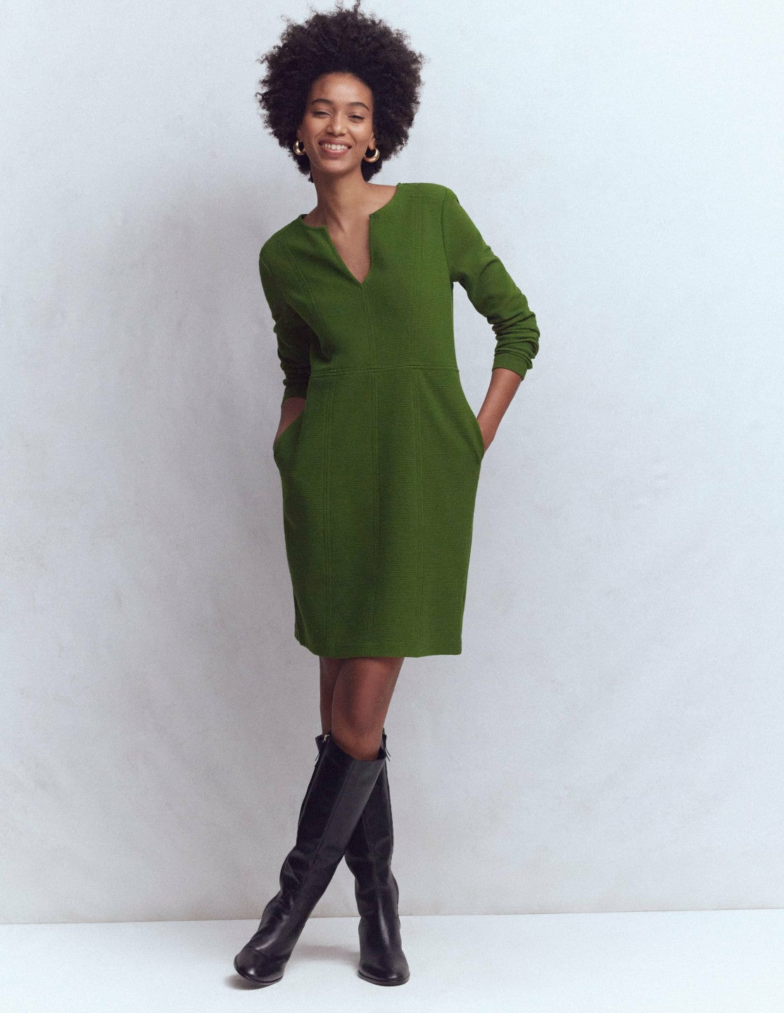 Colette Ottoman Shift Dress-Green Fir / Boden Discount