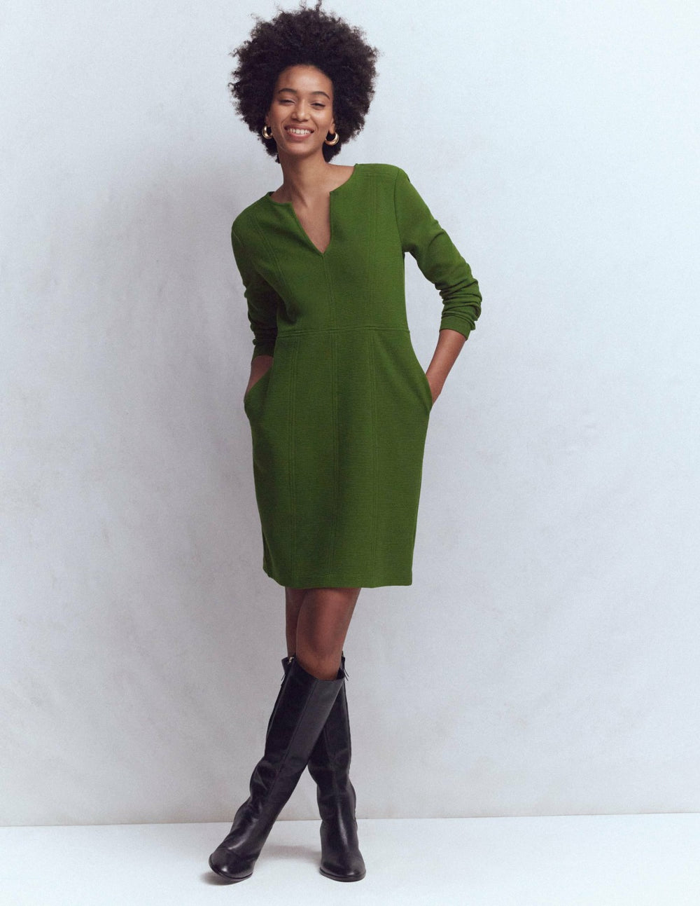 Colette Ottoman Shift Dress-Green Fir / Boden Discount