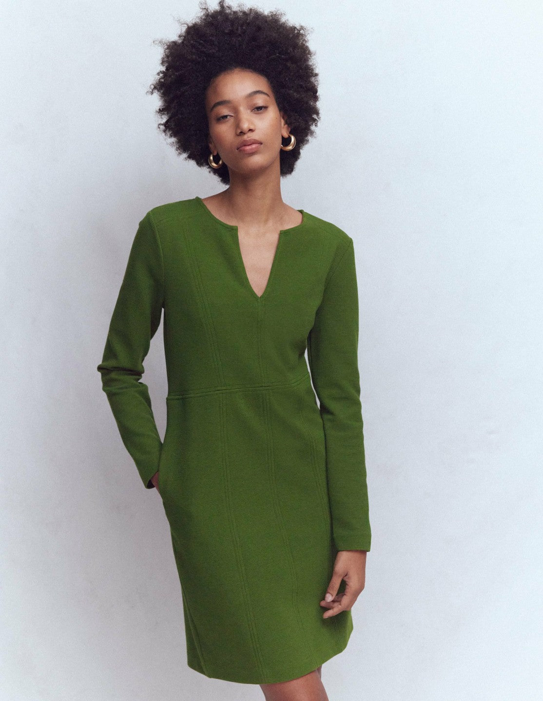 Colette Ottoman Shift Dress-Green Fir / Boden Discount