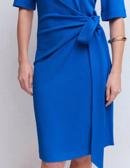 Zinnia Tie Jersey Short Dress-Kingfisher Blue / Boden On sale