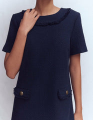 Evita Cotton Shift Dress-Navy / Boden Sale