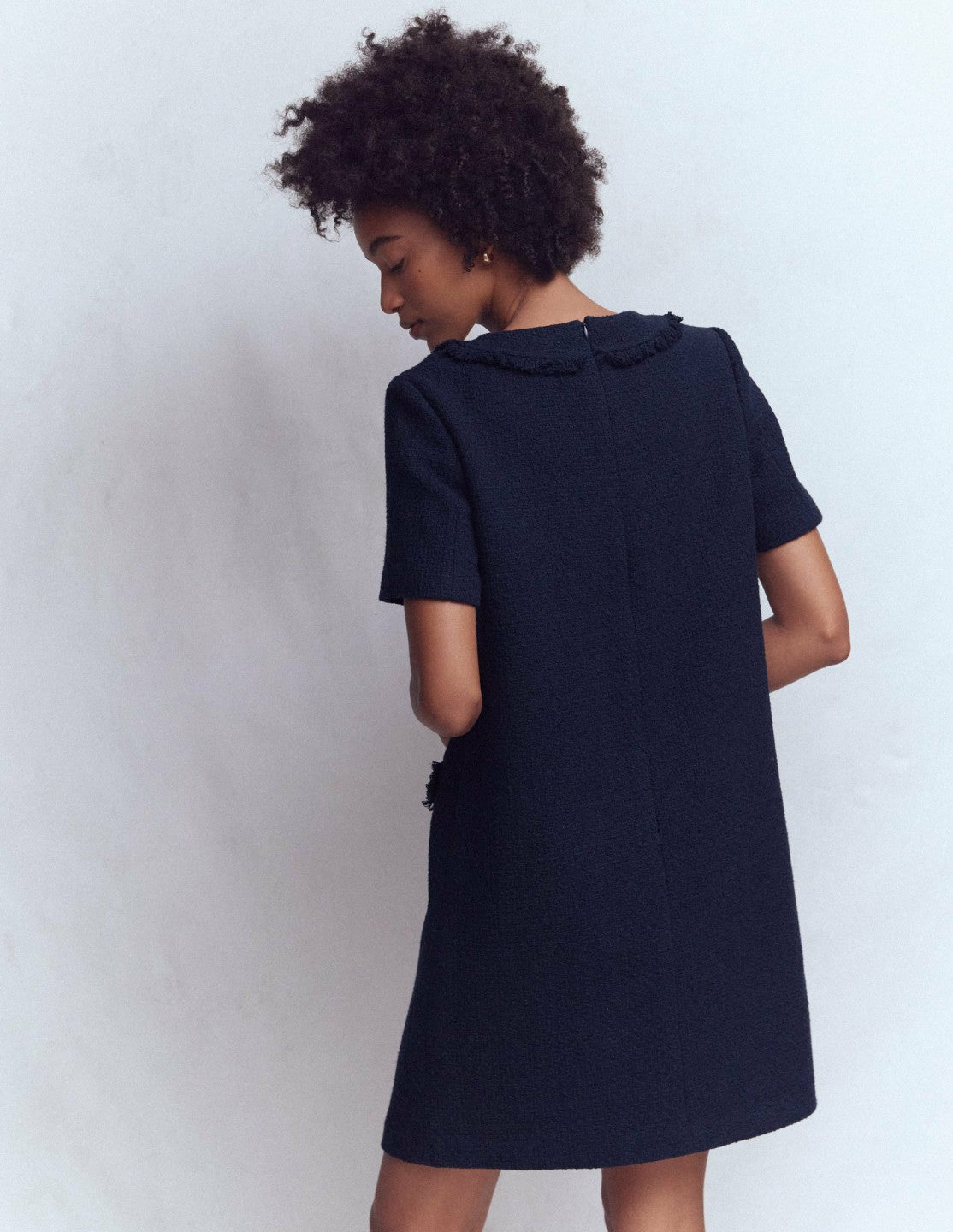 Evita Cotton Shift Dress-Navy / Boden Sale