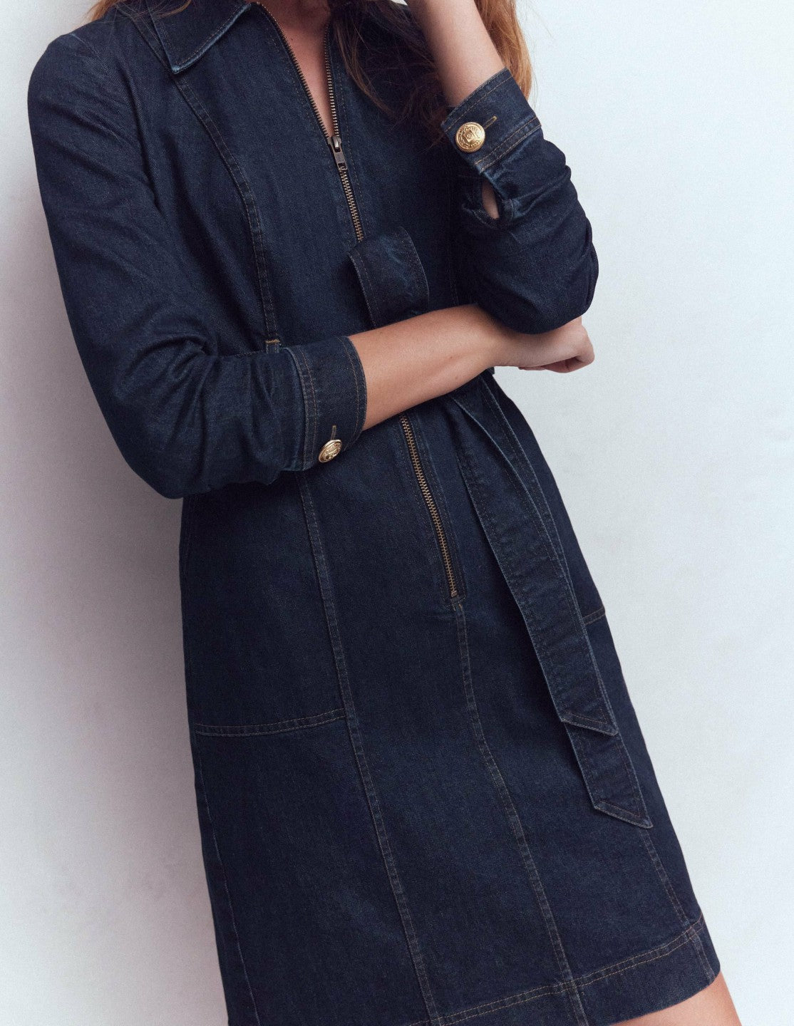 Zip Denim Short Dress-Indigo / Boden Outlet