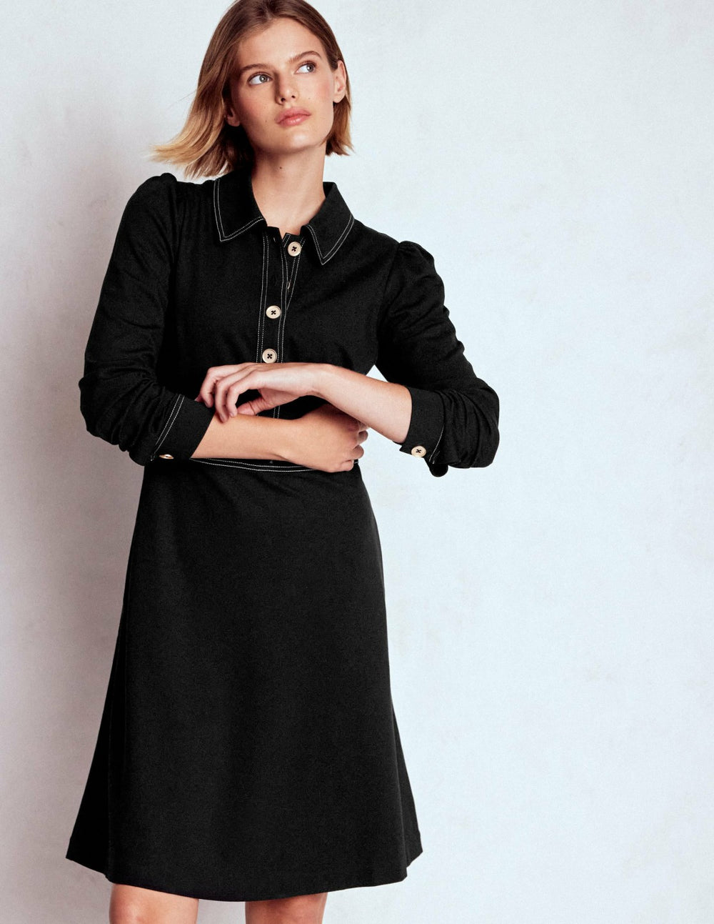 Nicolette Long Sleeve Dress-Black / Boden Discount