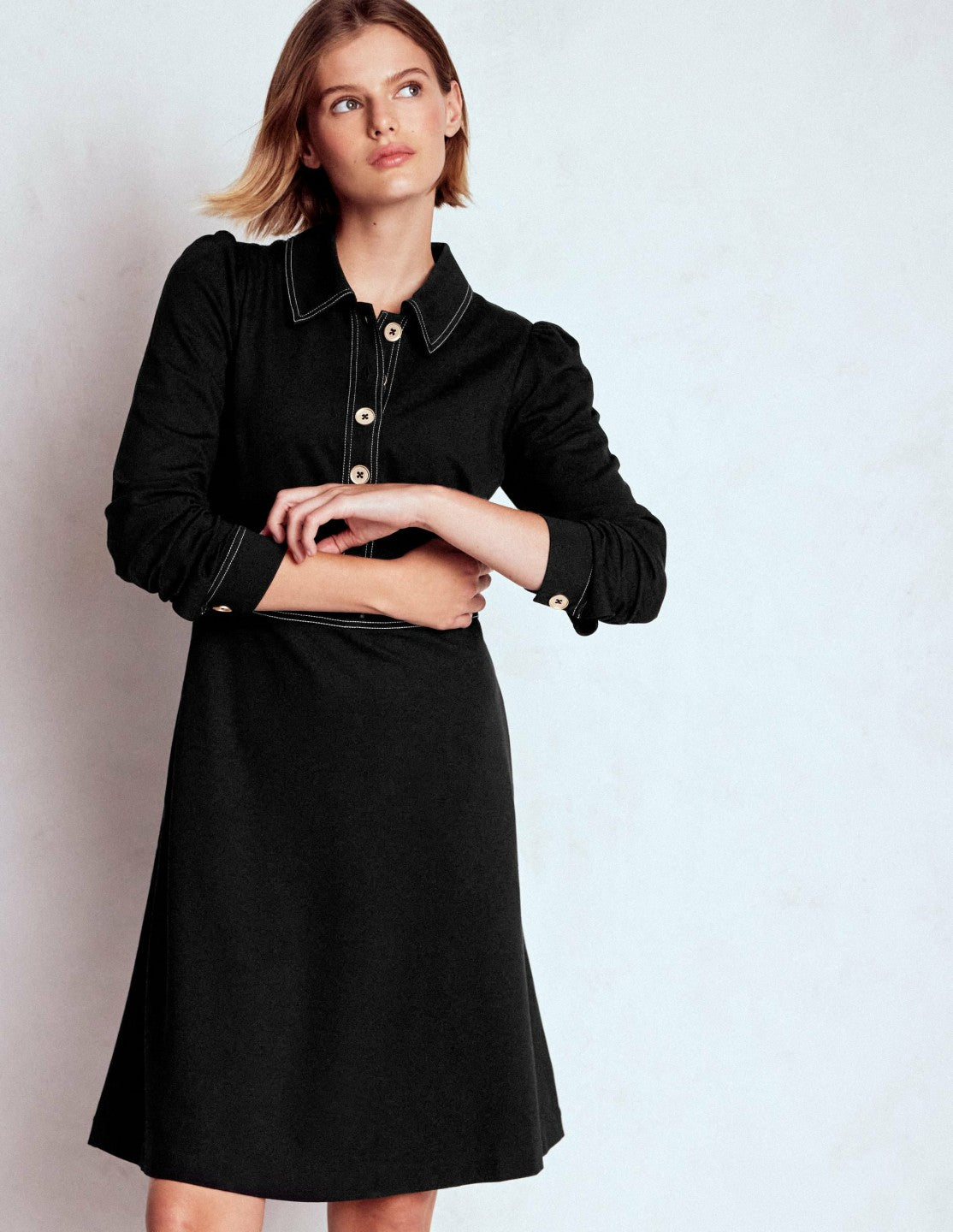 Nicolette Long Sleeve Dress-Black / Boden Discount