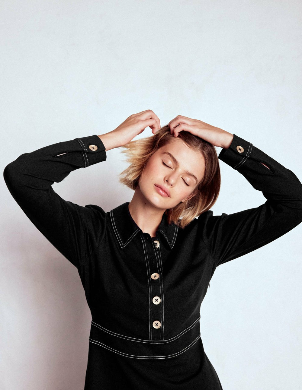 Nicolette Long Sleeve Dress-Black / Boden Discount