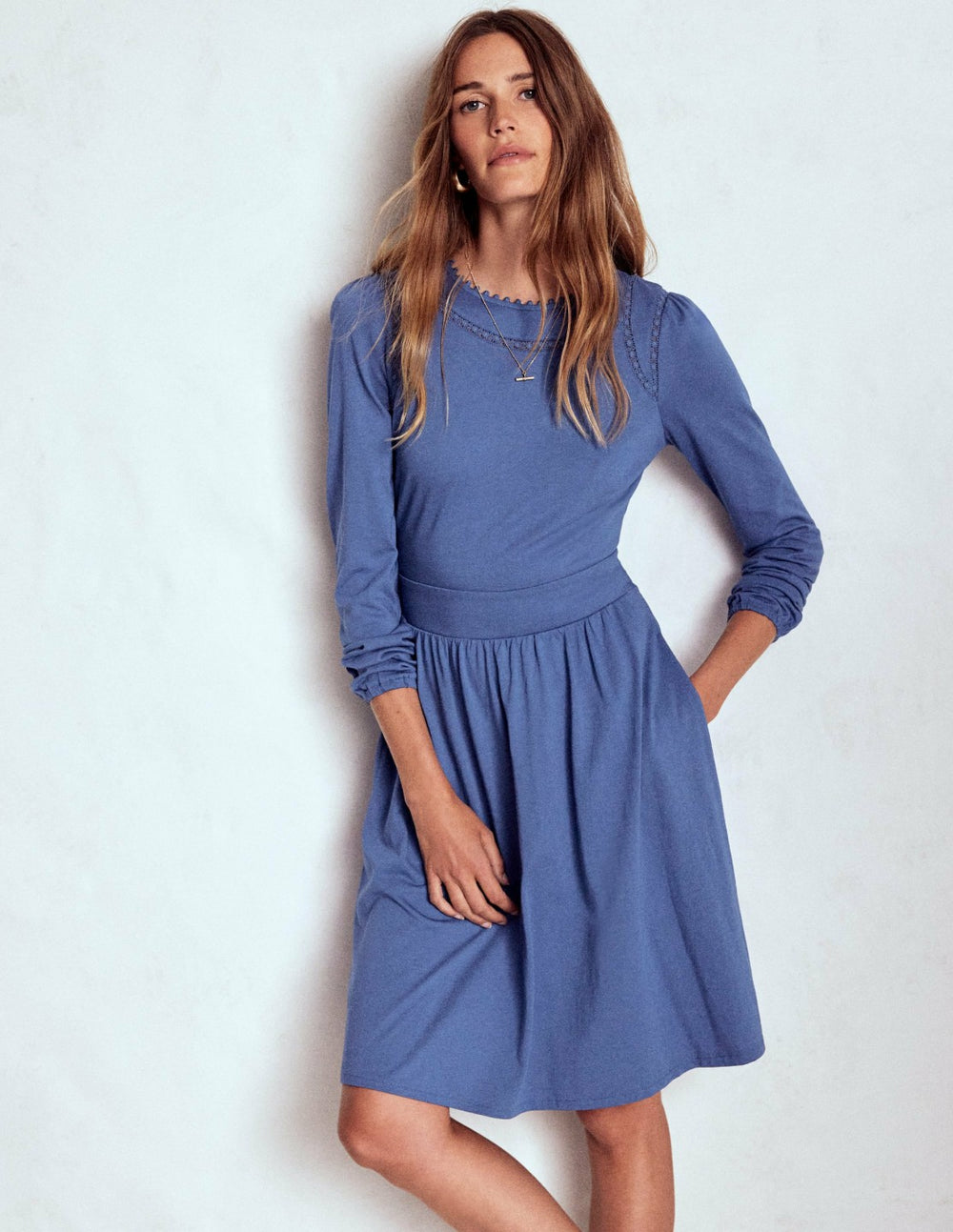 Mila Short Jersey Dress-Denim Blue / Boden us