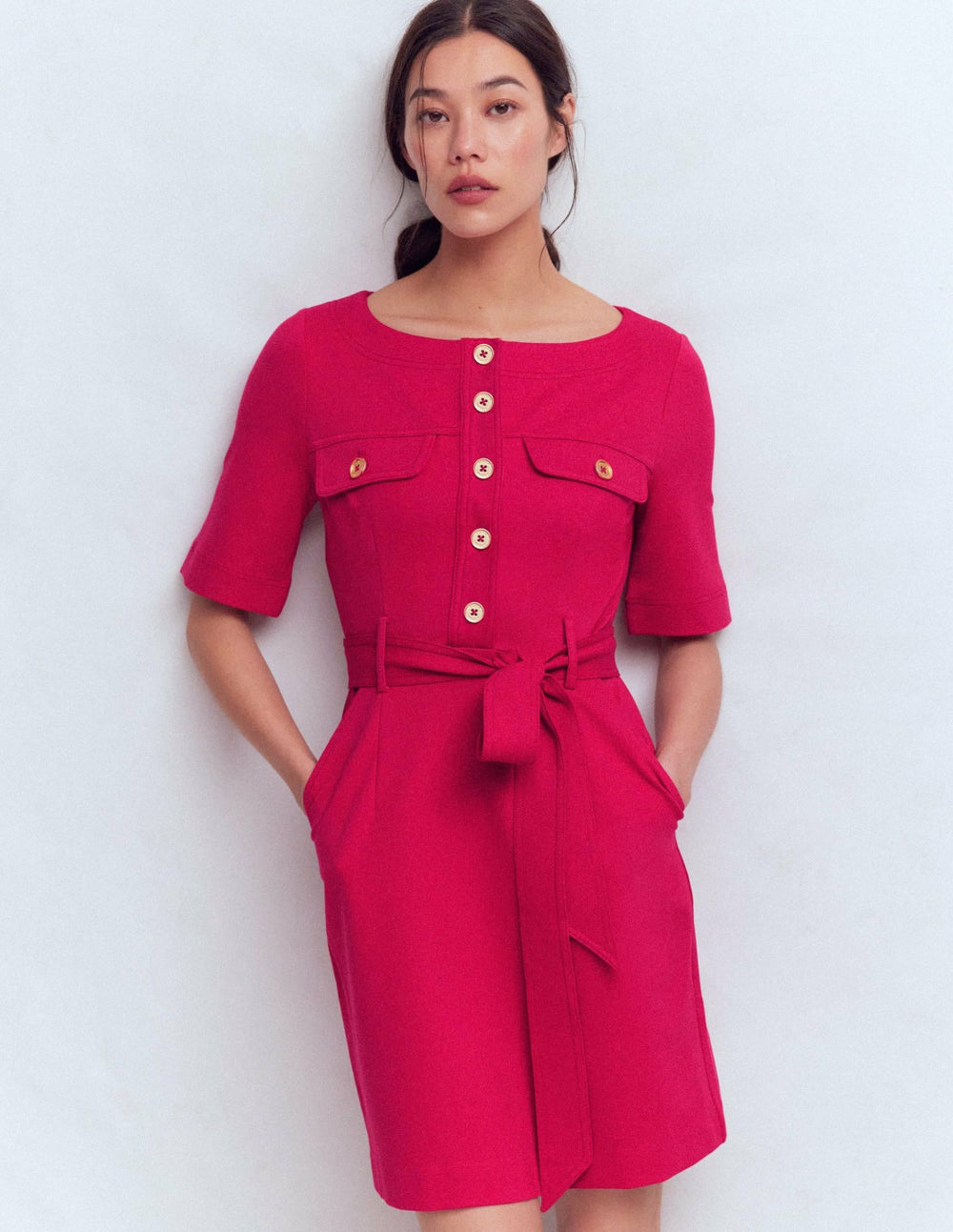 Bria Ponte Shift Dress-Pomegranate / Boden