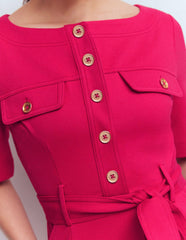 Bria Ponte Shift Dress-Pomegranate / Boden