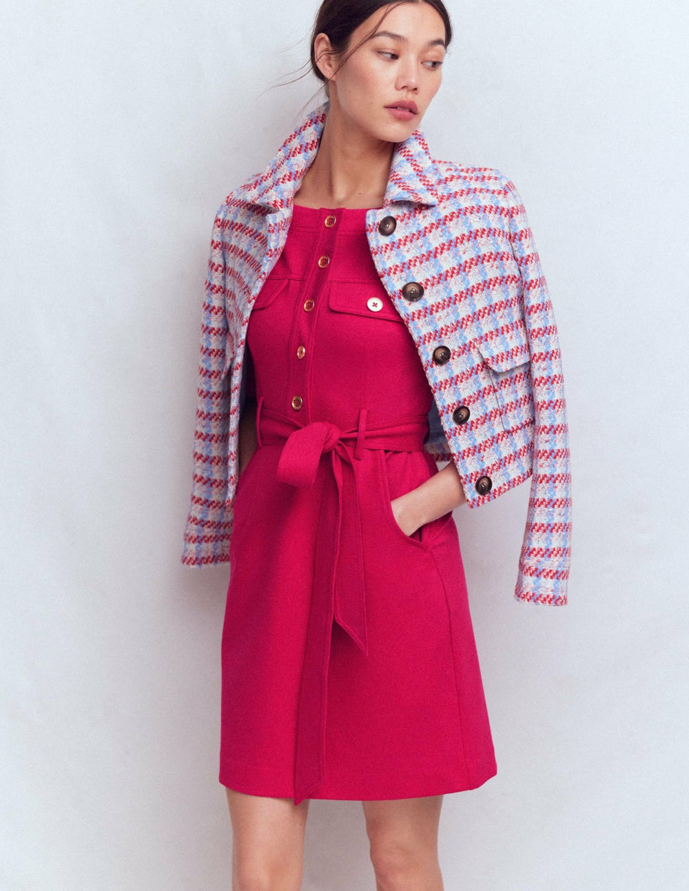 Bria Ponte Shift Dress-Pomegranate / Boden