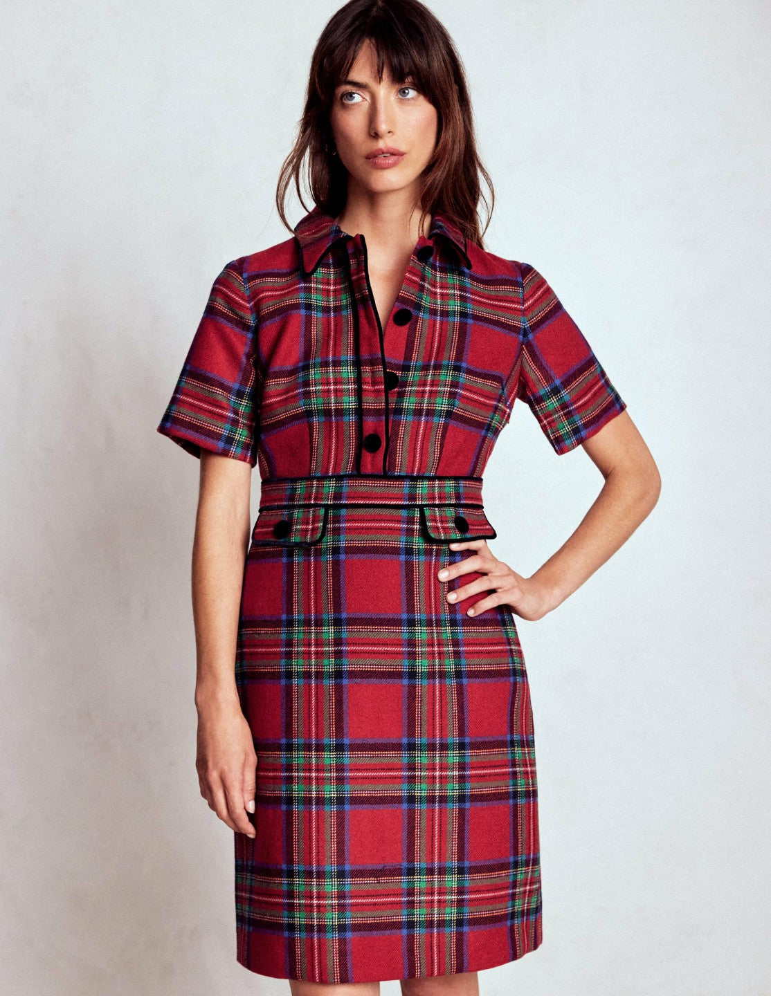 Eda Check Shift Dress-Red, Blue and Green Check / Boden Sale