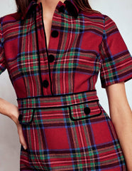 Eda Check Shift Dress-Red, Blue and Green Check / Boden Sale