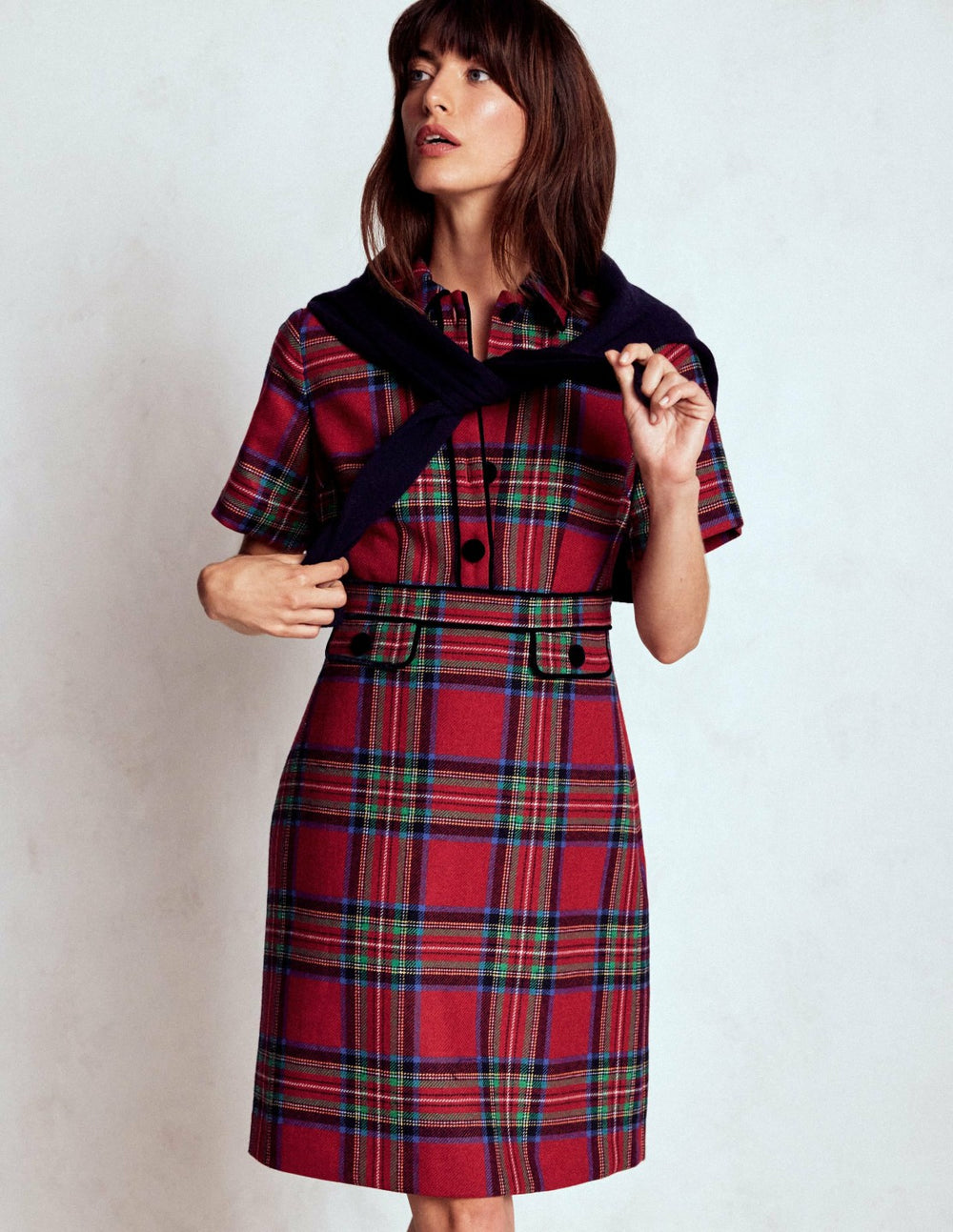 Eda Check Shift Dress-Red, Blue and Green Check / Boden Sale