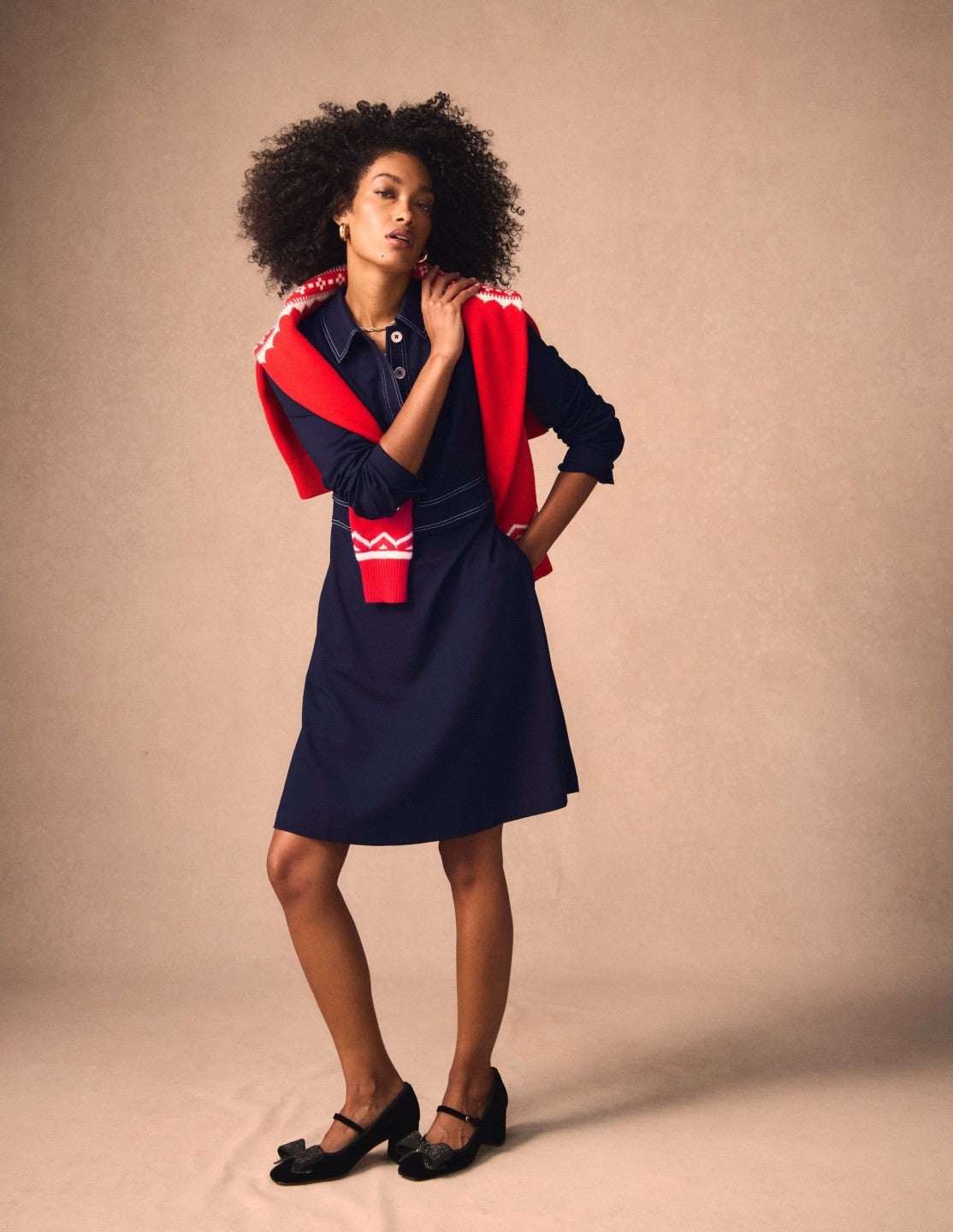 Nicolette Long Sleeve Dress-Navy / Boden Discount