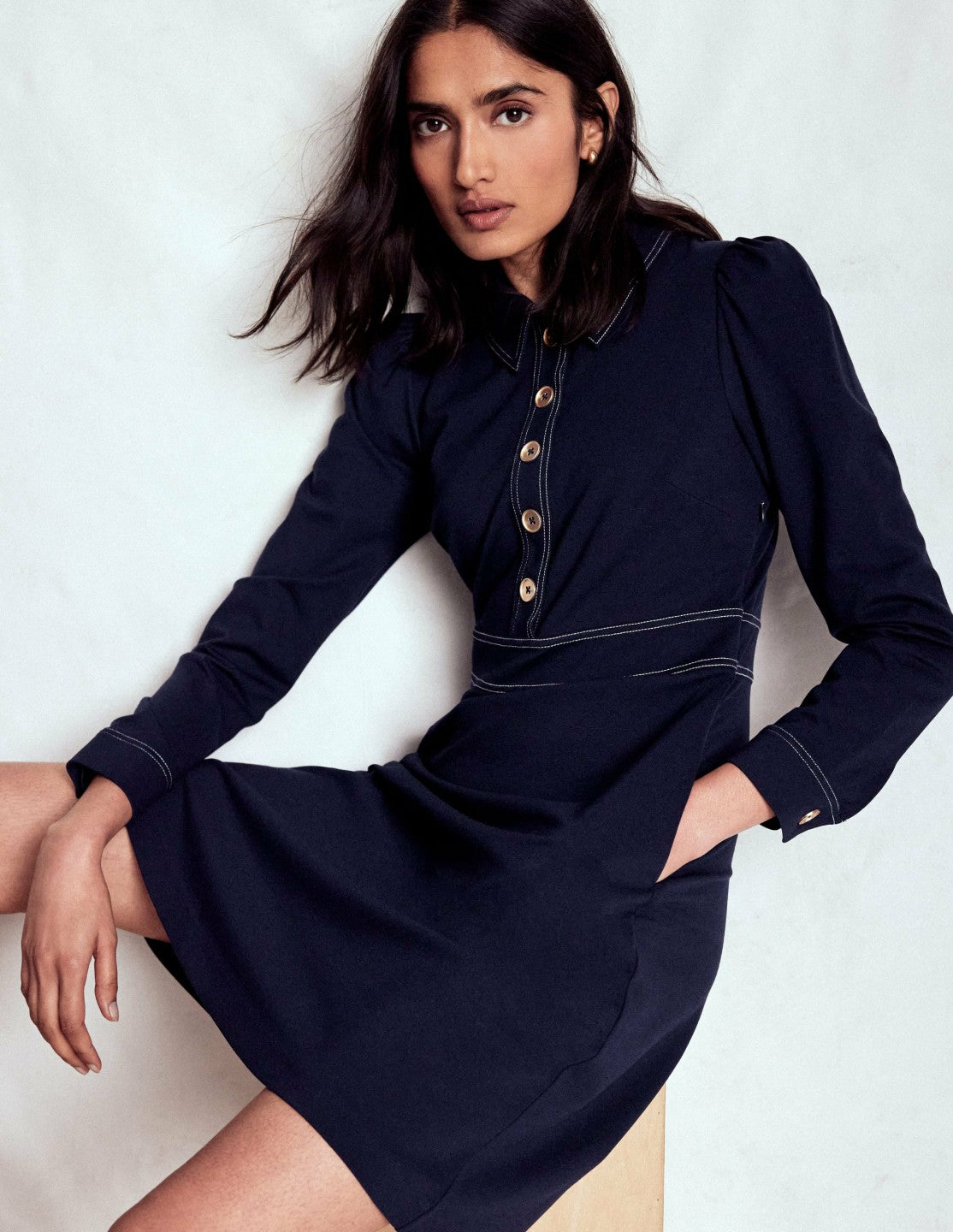Nicolette Long Sleeve Dress-Navy / Boden Discount