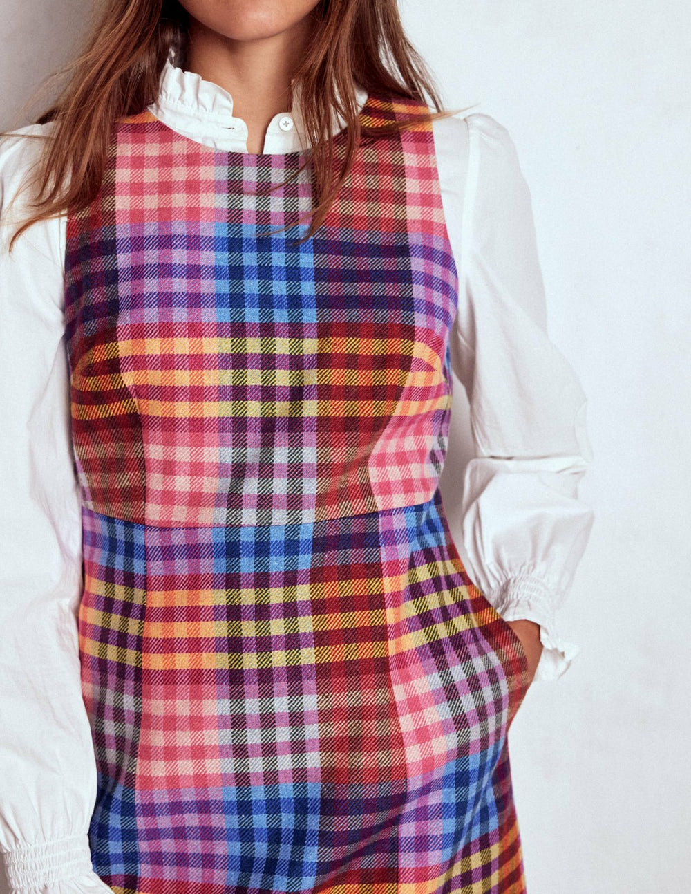 Annie Check Shift Dress-Rainbow Multigingham / Boden On sale